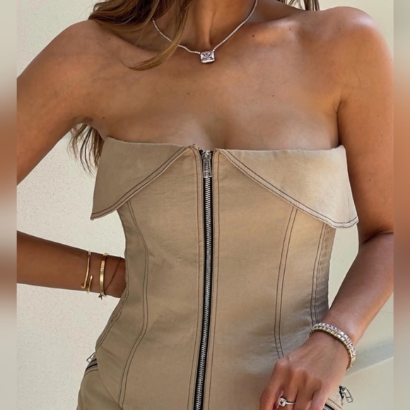 NWT Zara topstitched zipper bustier XS - Picture 2 of 15